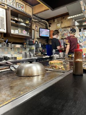   at Okonomiyaki Chitose in Osaka