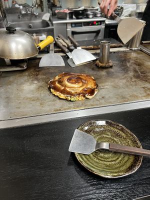   at Okonomiyaki Chitose in Osaka