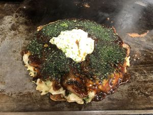   at Okonomiyaki Chitose in Osaka