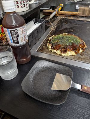 vegan okonomiyaki at Okonomiyaki Chitose in Osaka