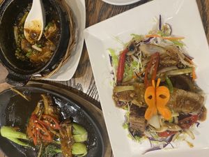 Braised pork, vegan duck and vegan bacon dish 😎  at Ba Xa - Quan 3 in Ho Chi Minh City