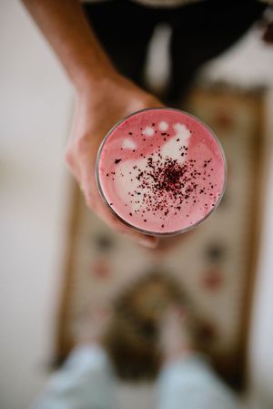 rose quartz latte at Yayu in Ucluelet