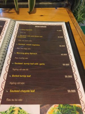 menu: vegetarian dishes 2 at Good Morning Sapa in Sapa