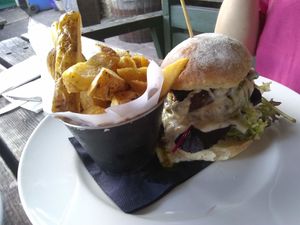 Burger and Chips at Ring O' Bells in Paulton