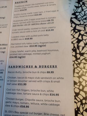 Menu 2 at St Elli's Bay in Llanelli