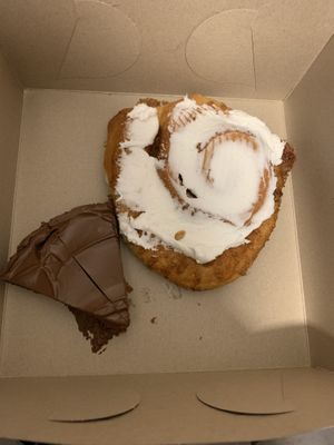 Vegan gluten-free chocolate torte and [huge] cinnamon bun at Laurie's Bakeshop in Truro