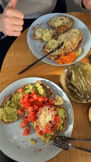 Avocado toast & kimchi toast  at Mahalo in Groningen