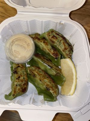 Green gyoza (vegan)  at Hinodeya Ramen - Downtown in San Francisco