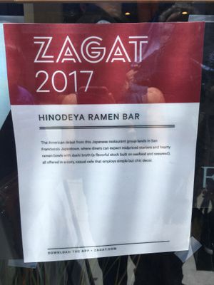 Brief narrative in Zagat at Hinodeya Ramen - Downtown in San Francisco