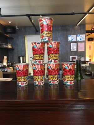 By the counter at Hinodeya Ramen - Downtown in San Francisco