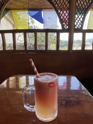 Freshly squeezed tomato and lemon juice   at Little Buddha in Rishikesh