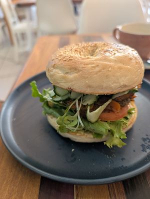Bitchin' bagel (carrot "salmon") at Blended in Cape Town
