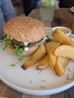 Vegan classic burger with falafel patty at Blended in Cape Town