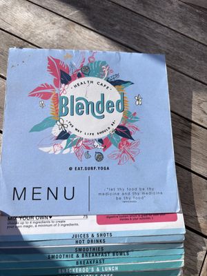 Menu  at Blended in Cape Town