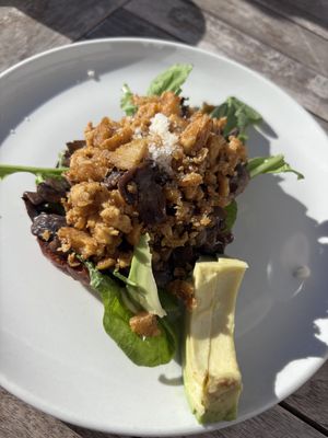 ‘Vegan eggs’ which was a delicious crunchy scrambled tofu  at Blended in Cape Town