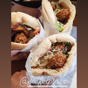 Falafel pita at Falafel Place in Tel Aviv