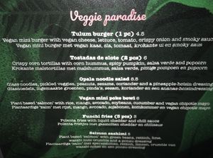 Veg menu  at Rum Club in Utrecht