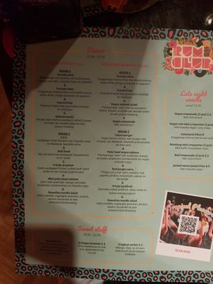 Het menu at Rum Club in Utrecht