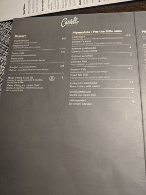 Menu at Castello Pizzeria in Kuressaare