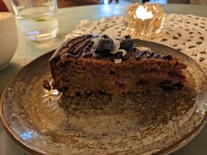 Blueberry cake at Good Mood Food in Kuressaare