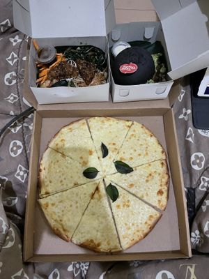 Pizza (not vegan), bibimbap and burger  at Bali Buda in Ungasan