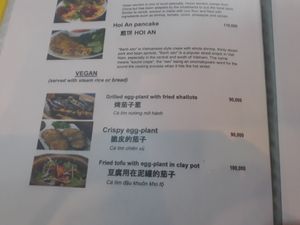 Vegan menu options at Ram Spring Roll in Hoi An