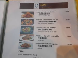Vegan menu options at Ram Spring Roll in Hoi An