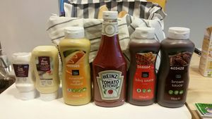 Assortment of sause to accompany your meal at Aubergine in Cardiff