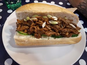 Hoisin duck baguette at Aubergine in Cardiff