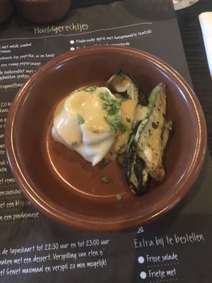 Tortellini filled with pumpkin and sage with grilled courgette at 't Zusje in Bergen Op Zoom