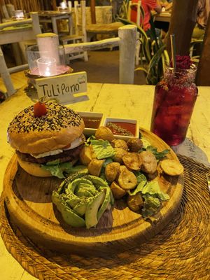 Burger was really nice! Quite pricey, but good  at Painapol in Holbox