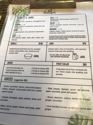 Menu Jan 2020 at Painapol in Holbox