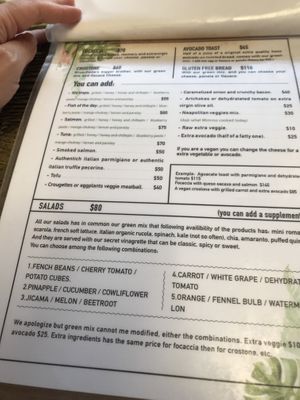 Menu Jan 2020 at Painapol in Holbox