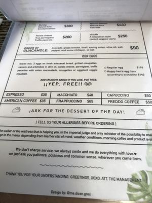 Menu Jan 2020 at Painapol in Holbox