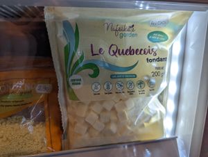 Small grocery with vegan cheese, meats, toiletries, etc. The first time I've ever seen Québécois style poutine cheese veganized! at VegaSpix in La Ciotat