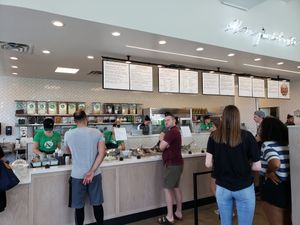 Inside main line and menu at Crisp & Green in Maple Grove