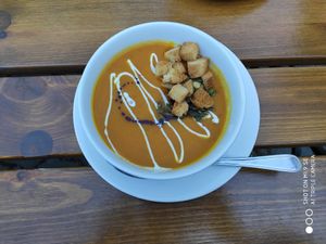Pumpkin soup at Pilgrim in Brno