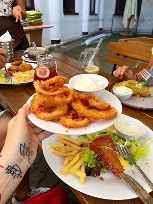 Onion rings! at Pilgrim in Brno