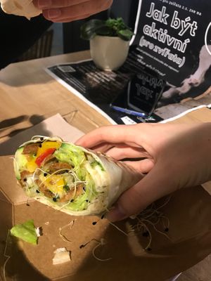 Tortila with tzatziky sauce and seitan Nemaso. at Mooi in Brno