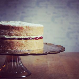 Vegan Victoria sponge - by the slice at Totnes Market. at Cocoa & Courgettes in Totnes