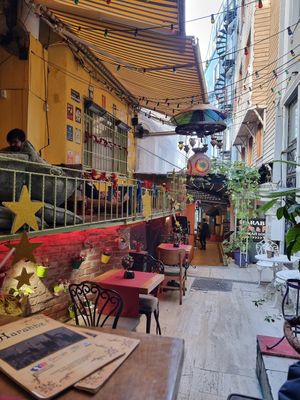 Outside seating at Harab'be Cafe in Istanbul