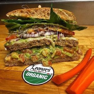 California cheese burger  at Leonor's Mexican Vegetarian Restaurant in Studio City