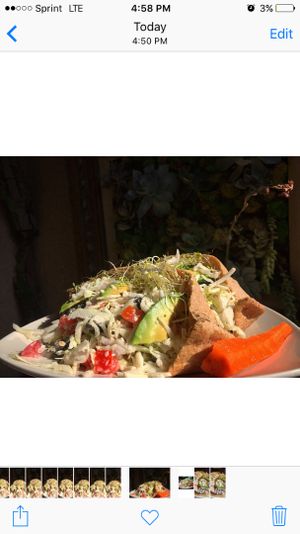 Chick'N salad Pita at Leonor's Mexican Vegetarian Restaurant in Studio City