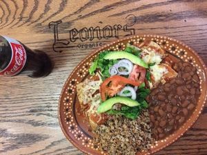 chick'N enchilada plate at Leonor's Mexican Vegetarian Restaurant in Studio City