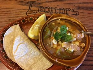 corn soup at Leonor's Mexican Vegetarian Restaurant in Studio City