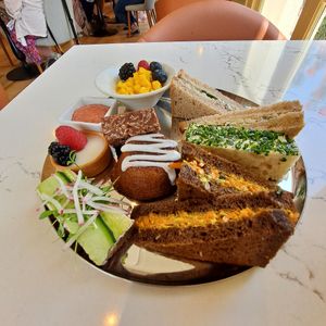 Savory & Sweet: see "Vegan Tea Menu" at The Huntington Rose Garden in San Marino