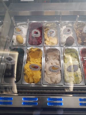 The sorbet kinds at Gelato Artigianali in Rome