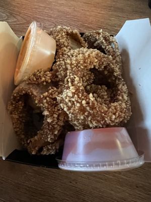 Pile of rings  at Bubbie's - Plant Burgers at Plant Food Lab in Washington