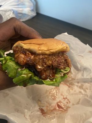 PBJ fried chicken sandwich   at Bubbie's - Plant Burgers at Plant Food Lab in Washington