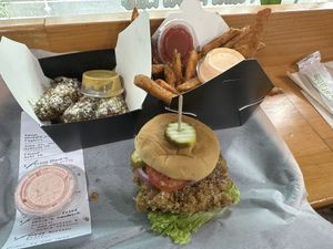 Lemon pepper Drumsticks, Sweet potatoes Fires, & the Fired Chick's   at Bubbie's - Plant Burgers at Plant Food Lab in Washington